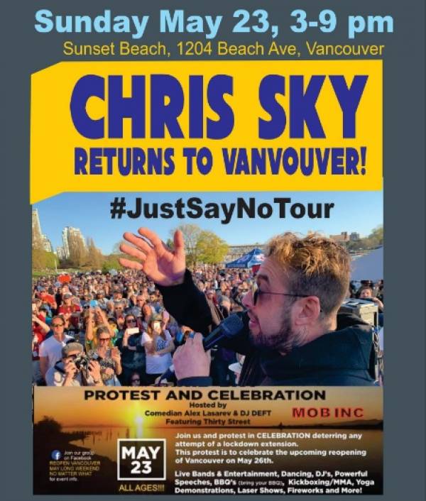 Keynote speaker at this weekend's Vancouver antimask rally, Chris 